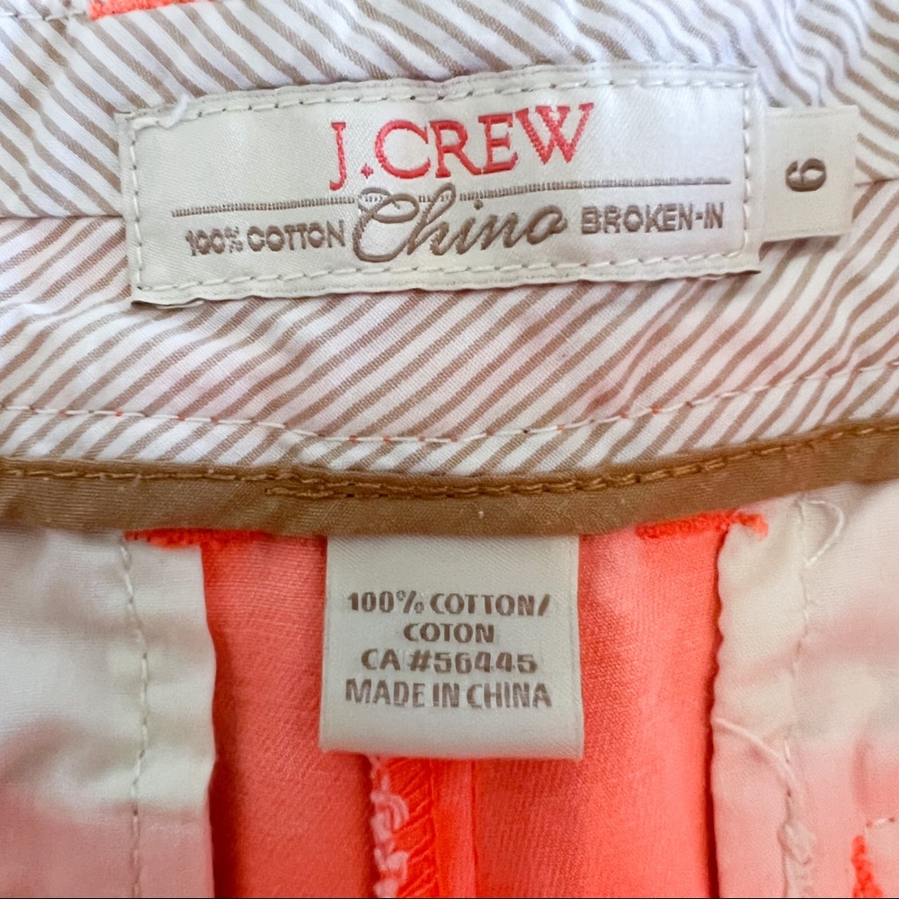 j. crew | 100% cotton broken-in chino shorts size 6 bright orange - Picture 3 of 4